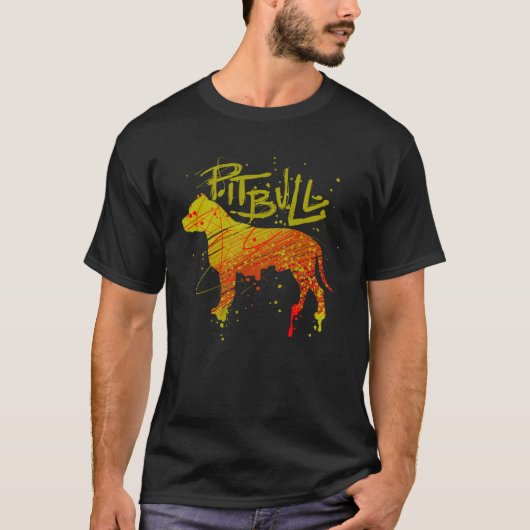 Kleurrijke Pitbull T-shirt (Voorkant)
