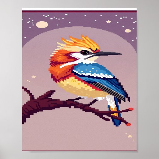 Kleurrijke Pixel Art Bird Poster (Voorkant)