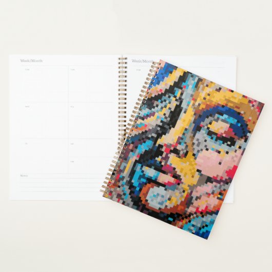 Kleurrijke pixel art planner met levendig ontwerp (Display)