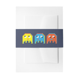 Kleurrijke pixel buitenaardse monstertekens voor g uitnodigingen wikkel