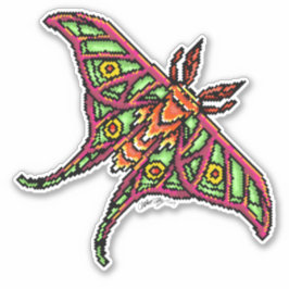 Kleurrijke pixel Luna mot Sticker