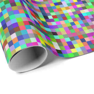 Kleurrijke Pixel Vierkanten Achtergrondpatroon Cadeaupapier