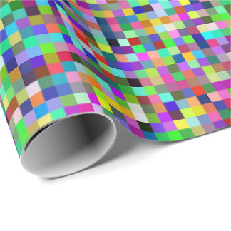 Kleurrijke Pixel Vierkanten Achtergrondpatroon Cadeaupapier