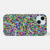 Kleurrijke Pixel Vierkanten Achtergrondpatroon iPhone 15 Case (Achterkant horizontaal)