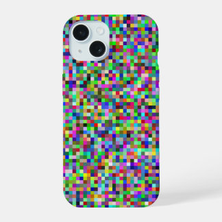 Kleurrijke Pixel Vierkanten Achtergrondpatroon iPhone 15 Case