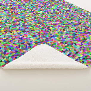 Kleurrijke Pixel Vierkanten Achtergrondpatroon Sherpa Deken