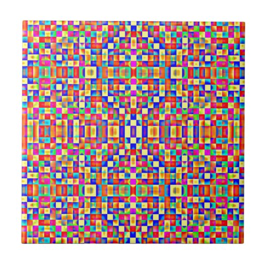 Kleurrijke pixels tegeltje (Voorkant)