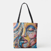 Kleurrijke pixels vormen een modern, gedurfd gezic tote bag (Achterkant)