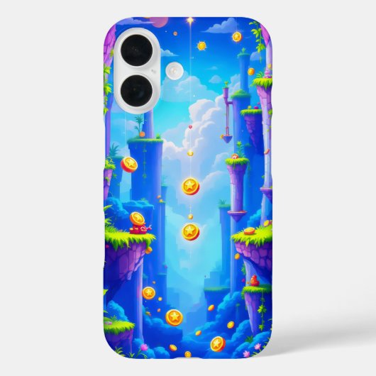Kleurrijke pixelwereld met drijvende platforms mun Case-Mate iPhone case (Achterkant)