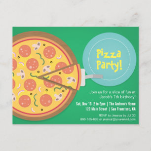 Kleurrijke Pizza Film Tiener Verjaardagsfeest Kaart