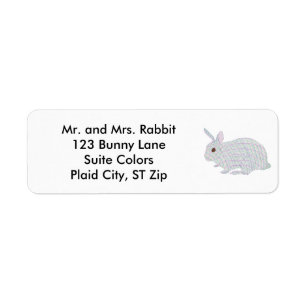 Kleurrijke Plaid Bunny Rabbit Adresetiketten Etiket