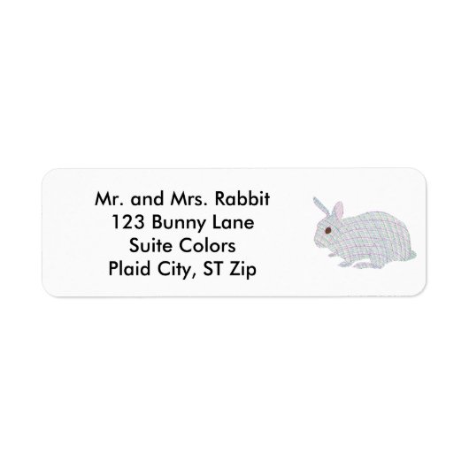Kleurrijke Plaid Bunny Rabbit Adresetiketten Etiket (Voorkant)