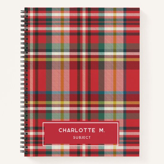 Kleurrijke Plaid Classic gepersonaliseerde Kinder  Notitieboek (Voorkant)