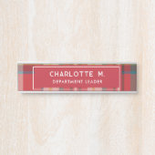 Kleurrijke Plaid Classic gepersonaliseerde rode le Deurbordje (Voorkant)