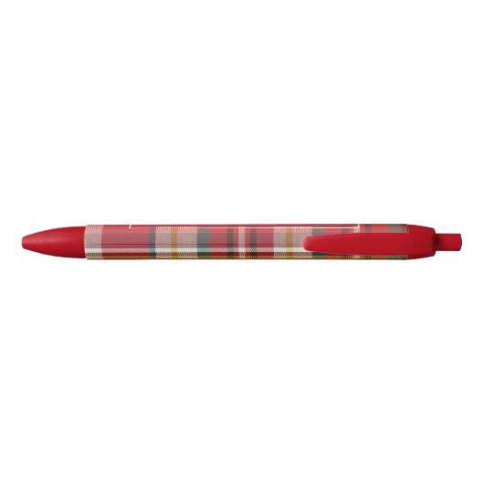 Kleurrijke Plaid Classic gepersonaliseerde rode le Zwarte Inkt Pen (Achterkant)