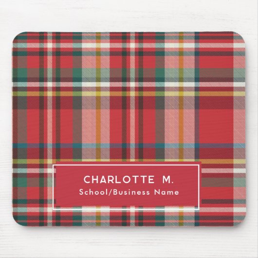 Kleurrijke Plaid Classic gepersonaliseerde rood Muismat (Voorkant)