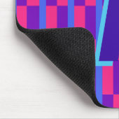 Kleurrijke plaid monogram roze blauwe muis pad muismat (Hoek)