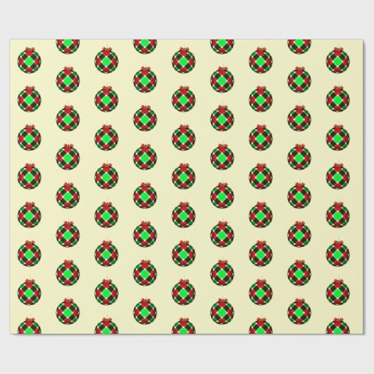 Kleurrijke Plaid Ornament Kerst Cadeaupapier (Vlak)