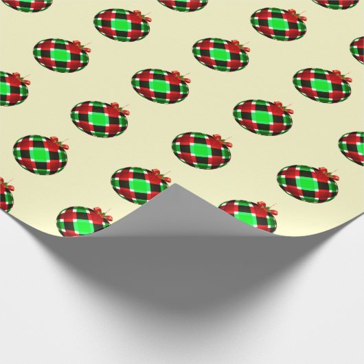 Kleurrijke Plaid Ornament Kerst Cadeaupapier (Hoek)