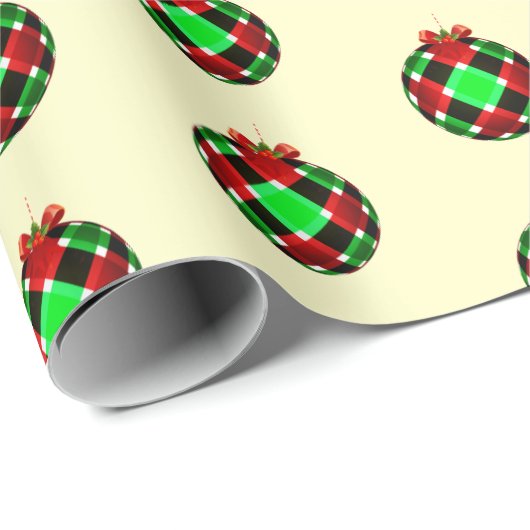Kleurrijke Plaid Ornament Kerst Cadeaupapier (Rol Hoek)