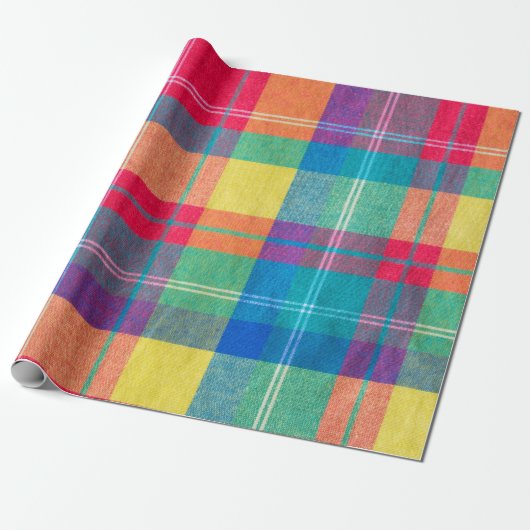 kleurrijke plaid textuur. Achtergrond kleding Cadeaupapier (Uitgerold)