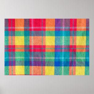 kleurrijke plaid textuur. Achtergrond kleding Poster