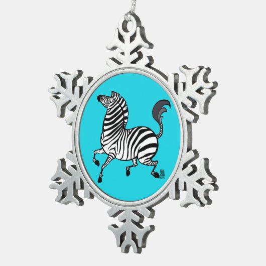 Kleurrijke Plains Zebra Pewter Ornament (Rechts)