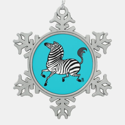 Kleurrijke Plains Zebra Pewter Ornament (Voorkant)