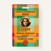Kleurrijke Plakken Conferentie Foto-ID Badge (Voorkant)