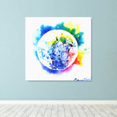 Kleurrijke planeet canvas afdruk (Insitu (Houten vloer))