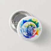 Kleurrijke planeet ronde button 3,2 cm (Voorkant /achterkant)