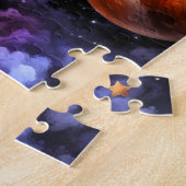 Kleurrijke planeten en geringde planeetruimte legpuzzel (Zijkant)