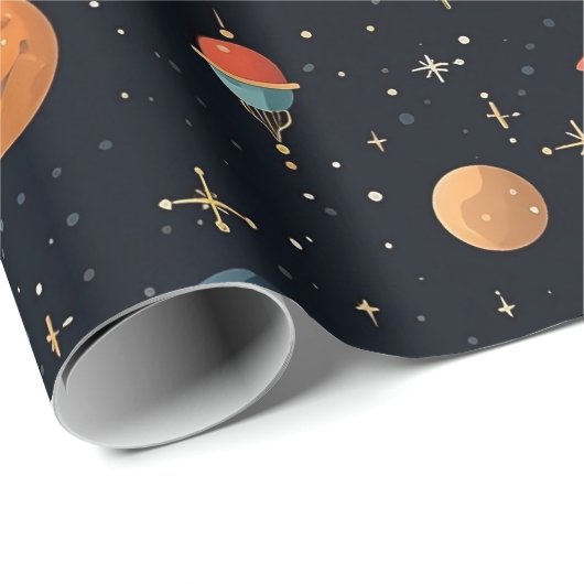 Kleurrijke planeten en ruimteontwerp. cadeaupapier (Rol Hoek)