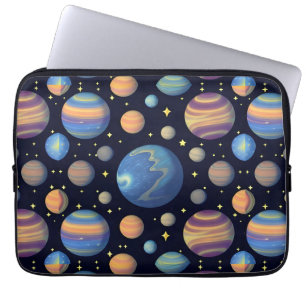 Kleurrijke planeten en sterren in de buitenruimte laptop sleeve