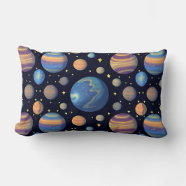 Kleurrijke planeten en sterren slaapkamerdecoratie kussen