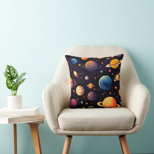 Kleurrijke planeten in de ruimte kussen (Stoel)