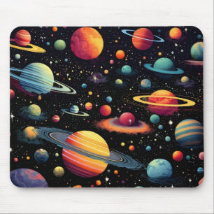 Kleurrijke planeten in de ruimte muismat