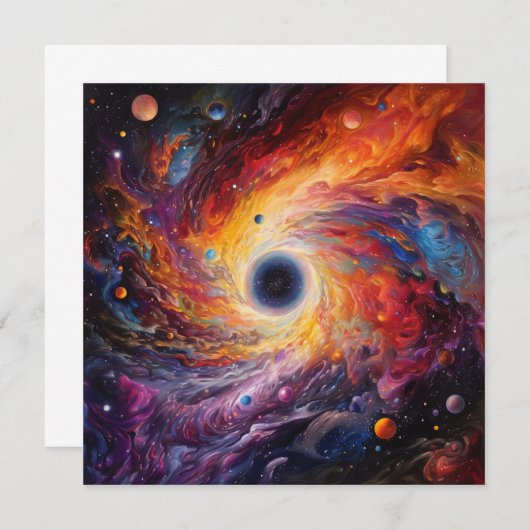 Kleurrijke Planeten Ruimte Galaxy Achtergrond Notitiekaartje (Voorkant / Achterkant)