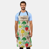 Kleurrijke plantaardige voedsel aangepaste naam schort (Gedragen)