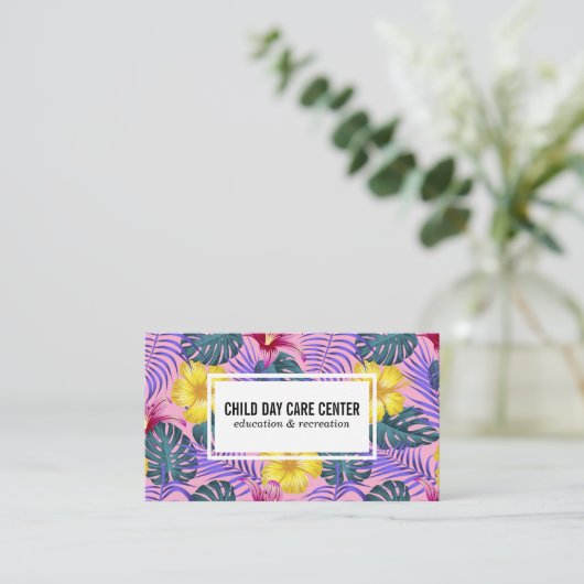 Kleurrijke Planten en bloemenpatroon Visitekaartje (Staand voorkant)