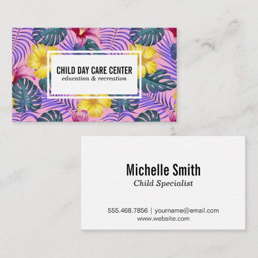 Kleurrijke Planten en bloemenpatroon Visitekaartje (Voorkant / Achterkant)