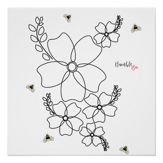 Kleurrijke planten en hommel waterverf ontwerp perfect poster (Voorkant)