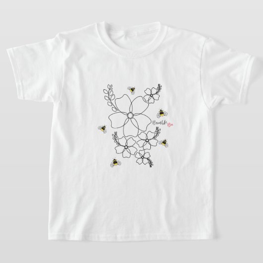 Kleurrijke planten en hommel waterverf ontwerp t-shirt (Laagn)
