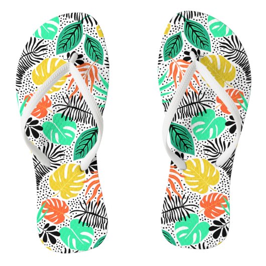 Kleurrijke Planten en Stippen Teenslippers (Voetbed)