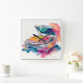 Kleurrijke platenspeler vierkante klok (Huis)