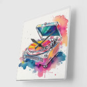 Kleurrijke platenspeler vierkante klok (Hoek)