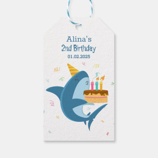 Kleurrijke platte eenvoudige Baby haaien verjaarda Cadeaulabel (Achterkant)