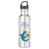 Kleurrijke platte eenvoudige Baby haaien verjaarda Waterfles (Voorkant)