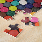 Kleurrijke platte einde van kleurpotloden abstract legpuzzel (Zijkant)