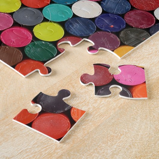 Kleurrijke platte einde van kleurpotloden abstract legpuzzel (Zijkant)